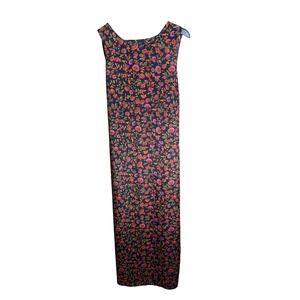 Sweet Woman Vintage Floral Paisley Maxi Dress Black Pink Orange Sleeveless 10